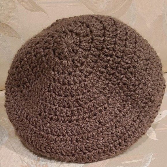 Crocheted Brown and Tan Flower Hat Anime Steam Punk - Picture 2 of 3